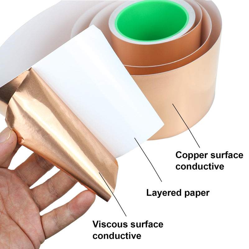 BOMEI PACK Copper Foil Tape,4 Inch x 33 Ft,Wide Roll Copper Tape with Conductive Adhesive for Guitar, Metal Gold Duct Tape for Electrical Repairs, (4 Inch) 4 Inch