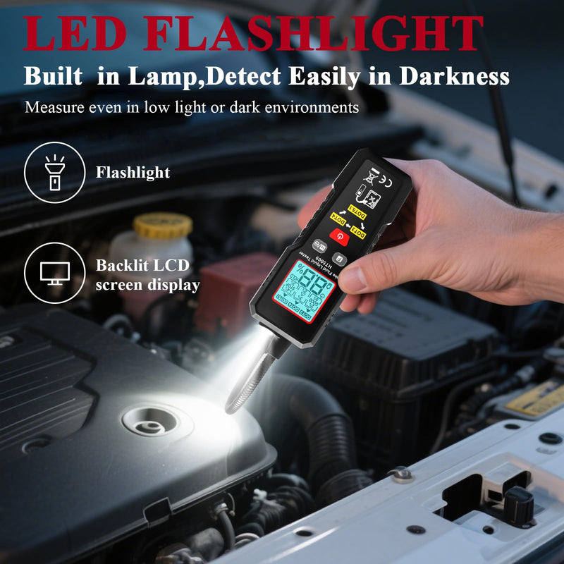 [Australia - AusPower] - Brake Fluid Tester High-Precision Brake Fluid Moisture Tester with 8.5" Gooseneck Probe Digital Brake Fluid Test Tool with Light Data Hold Backlight, Testing for DOT3, DOT4, DOT5.1 