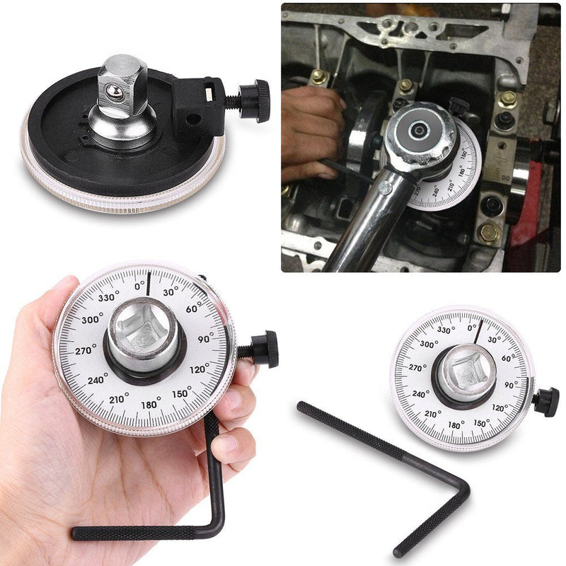 [Australia - AusPower] - Car Rotary Protractor 1/2 Inch 360 Degree Torque Angle Measuring Tool Torsion Wrench with Adjustable Arm Rotation Angle Gauge 