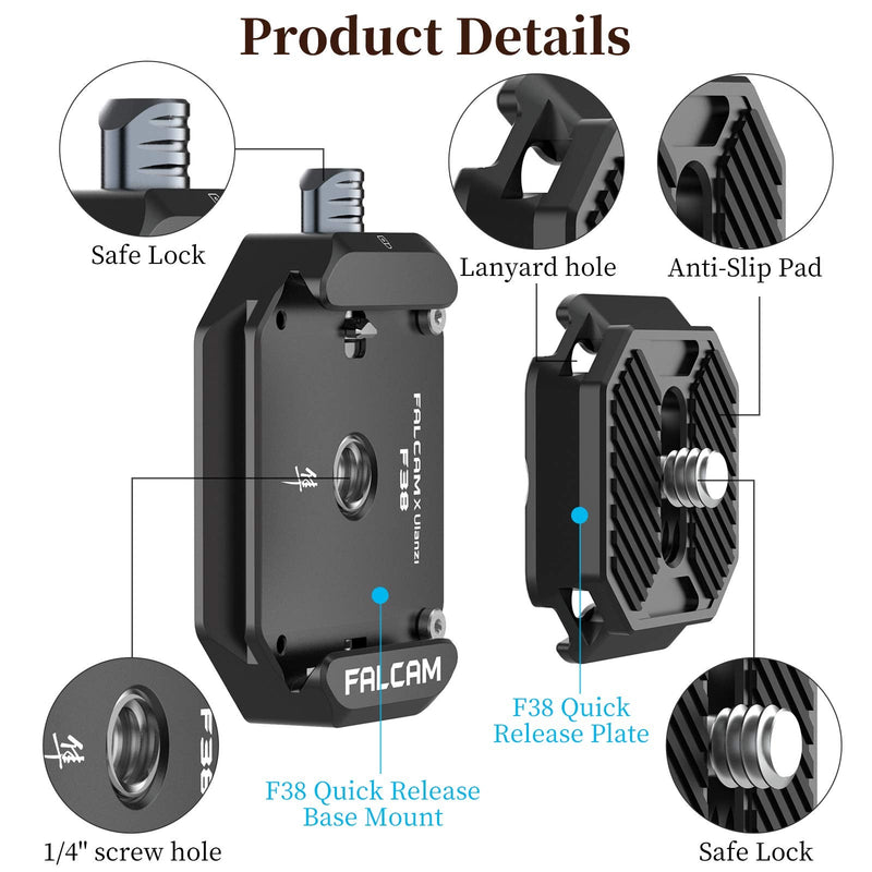 [Australia - AusPower] - ULANZI F38 Camera Quick Release Plate w 1/4" to 3/8" Screw Thread, Quick Release System QR Plate Camera Tripod Mount Adapter for Sony Canon Monopod DSLR Stabilizer Slider DJI Switch Between Stablizer 