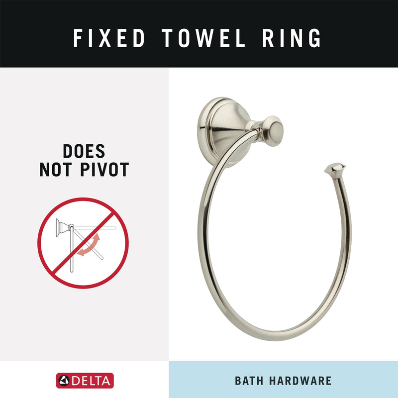 Delta Cassidy (1-Pack) Hand Towel Holder Brilliance Stainless Steel Towel Racks for Bathroom Wall Round Towel Ring Holder for Bath Towel Hanger for Kitchen, Bathroom Accessories 79746-SS