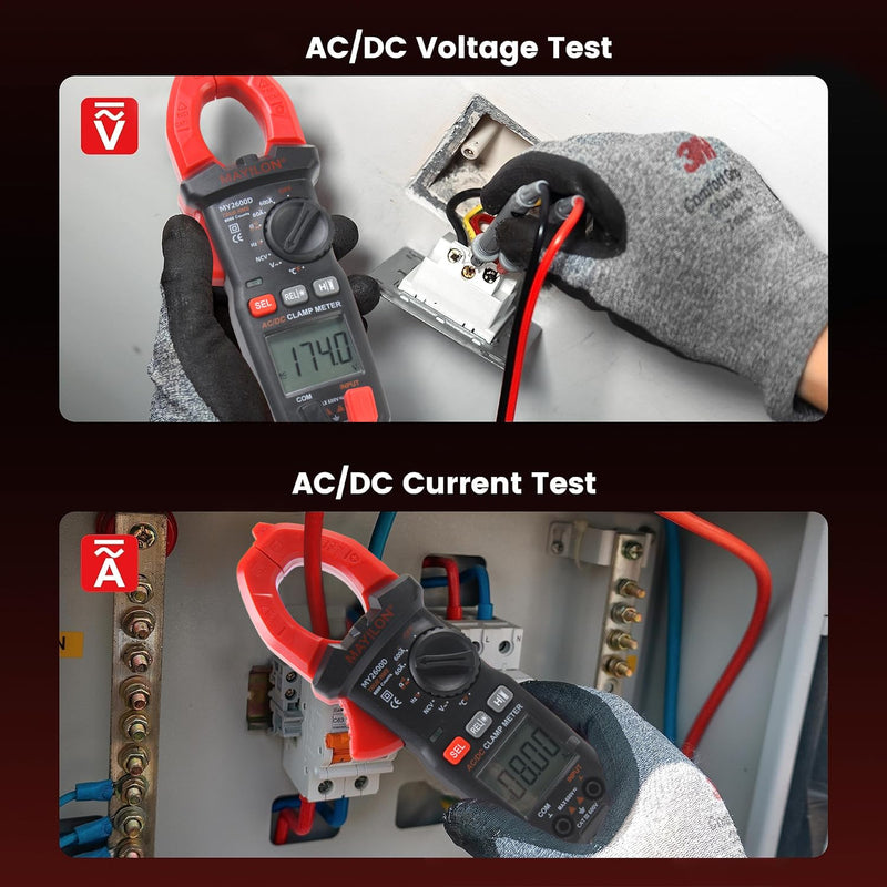 [Australia - AusPower] - Digital Clamp Meter Multimeter 6000 Counts Voltage Tester Auto-ranging Measures AC DC Current Voltage Temperature NCV Frequency Diode Resistance Capacitance Backlight Electrical Tester 