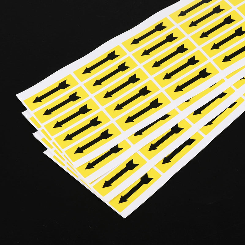Generic Small Arrow Stickers 1.4x0.4, 10 Sheet Self Adhesive Inspection Indicator Label for Industrial Work, Black Yellow