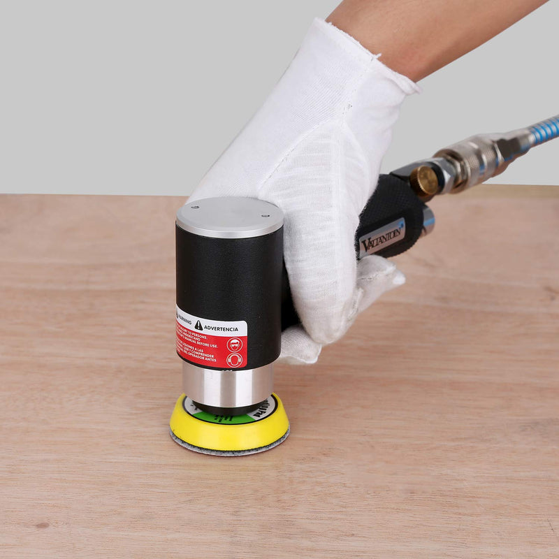 Valianto 2" 3" Mini Air Sander, Pneumatic Sander Random Orbital Eccentric Dual Action Polisher with M6 Thread Plate (2" and 3"),- Adjustable Airflow Valve - US Connector Black