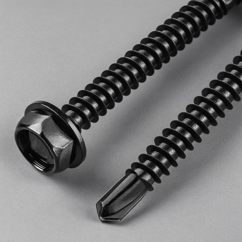 [Australia - AusPower] - #10 x 3/4 Inch Self Drilling Screws, (58pcs) 0.5 lbs Black Self Tapping Screws for Metal, 410 Stainless Steel Hex Washer Head Sheet Metal Screws #10x3/4" Black 0.5lb Per Box 