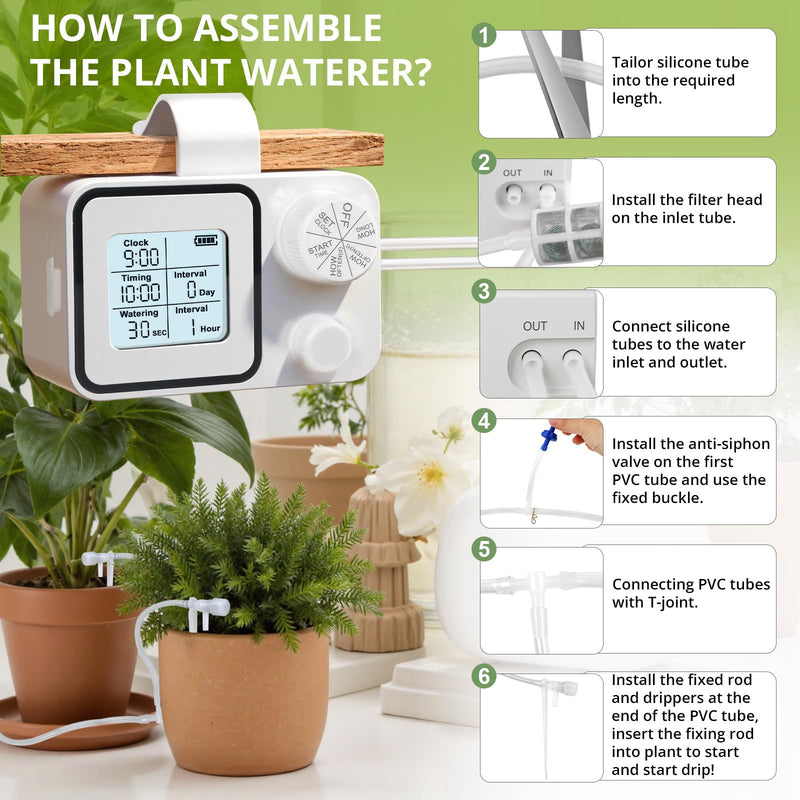 [Australia - AusPower] - Automatic Plant Waterer Indoor Self Watering System, Plant Watering Devices, Automatic Watering System for 15 Potted Plants with Programmable Water Timer, Plant Watering System for Vacation 