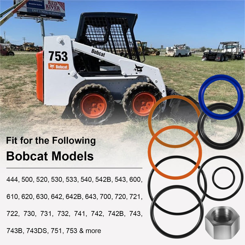 [Australia - AusPower] - Replacement Skid Steer Lift Hydraulic Cylinder Seal Kit Fit for Bobcat 444 500 610 642 643 742 743 753 & More Replaces OEM 6803329, 7137769 