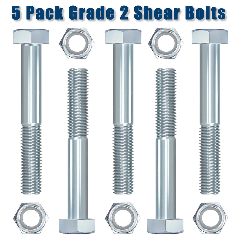[Australia - AusPower] - 5 Sets Shear Bolts 1/2" x 3-1/2" Grade 2 Shear Bolt with Nylock Nuts for Rotary Cutters Snowblower Shear Bolt Snow Throwers 
