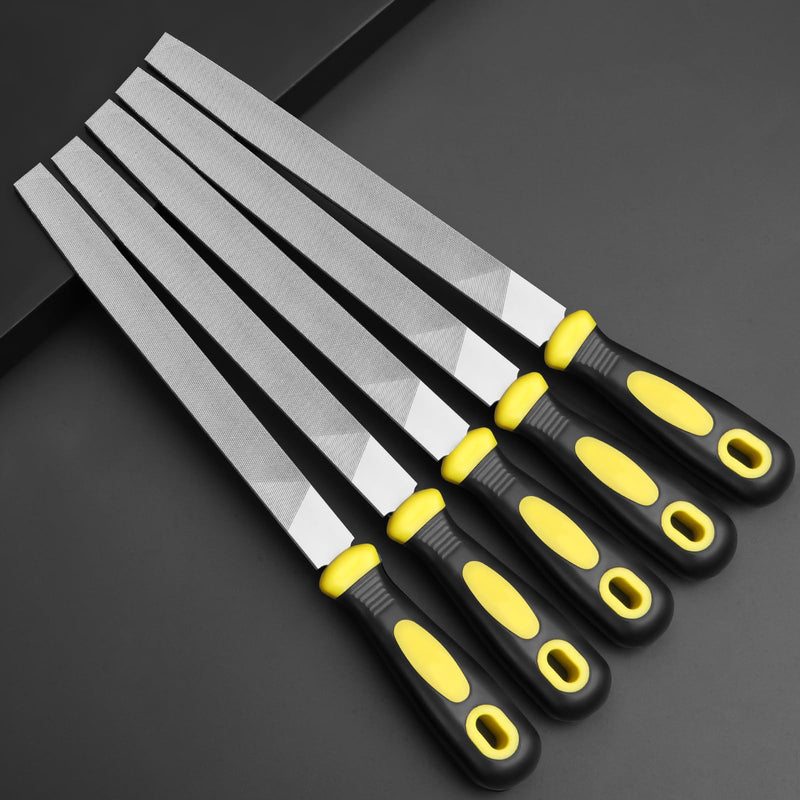 [Australia - AusPower] - 8'' Flat Hand Metal File, Ergonomic Rubberized Handle, Uniform Teeth, Strength High Carbon Steel, Suitable for Long Time Use for Trimming, Removing, Sharping Metal, Stone, Wood, and more. 