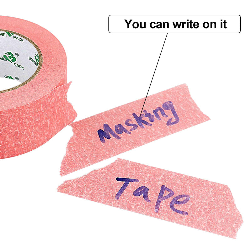 BOMEI PACK 3 Pack Painters Tape, 1 inch x 30yds, Premium Painting Masking Tape, Clean Release Paper Tape for Home and Office (Pink) Pink