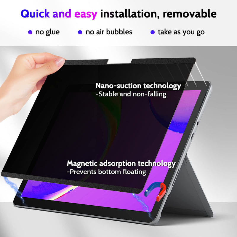 [Australia - AusPower] - 12.3 Inch Magnetic Privacy Screen Compatible With Surface Pro 7+/7/6/5/4/3, Removable Anti Blue Light Glare Filter, Black Security Private Apy Block Protector magnetic privacy filter for surface surface pro 7+/7/6/5/4/3 -12.3inch 