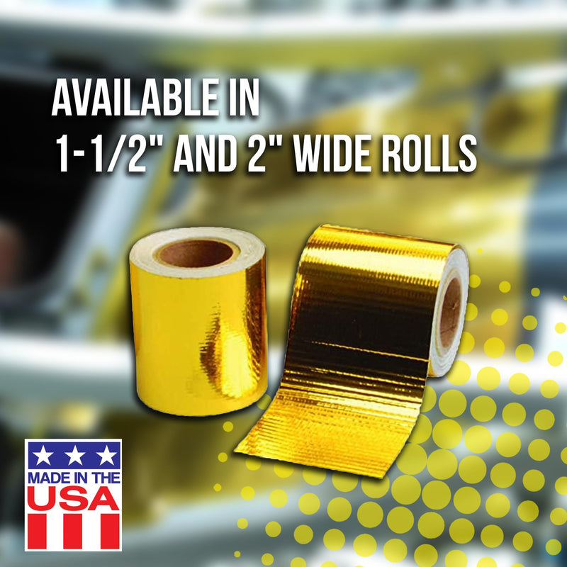 Design Engineering 10396 Reflect-A-Gold 2" x 15' | High-Temperature Reflective Adhesive-Backed Insulation Tape/Wrap | Made in USA 2" x 15' Roll