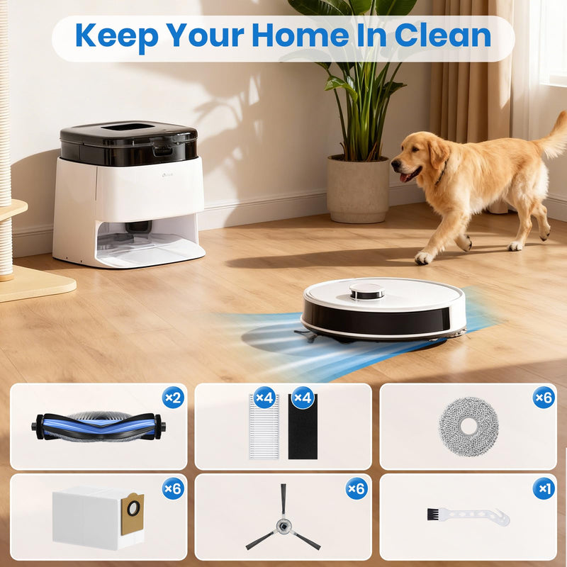 [Australia - AusPower] - M3 Replacement Parts for Lefant M3 Accessories Robotic Vacuum Cleaner Parts 2 Roller Brush,4 HEAP, 6 Mops, 6 Dust Bags, 6 Side Brushes, 1 Clean Brush 