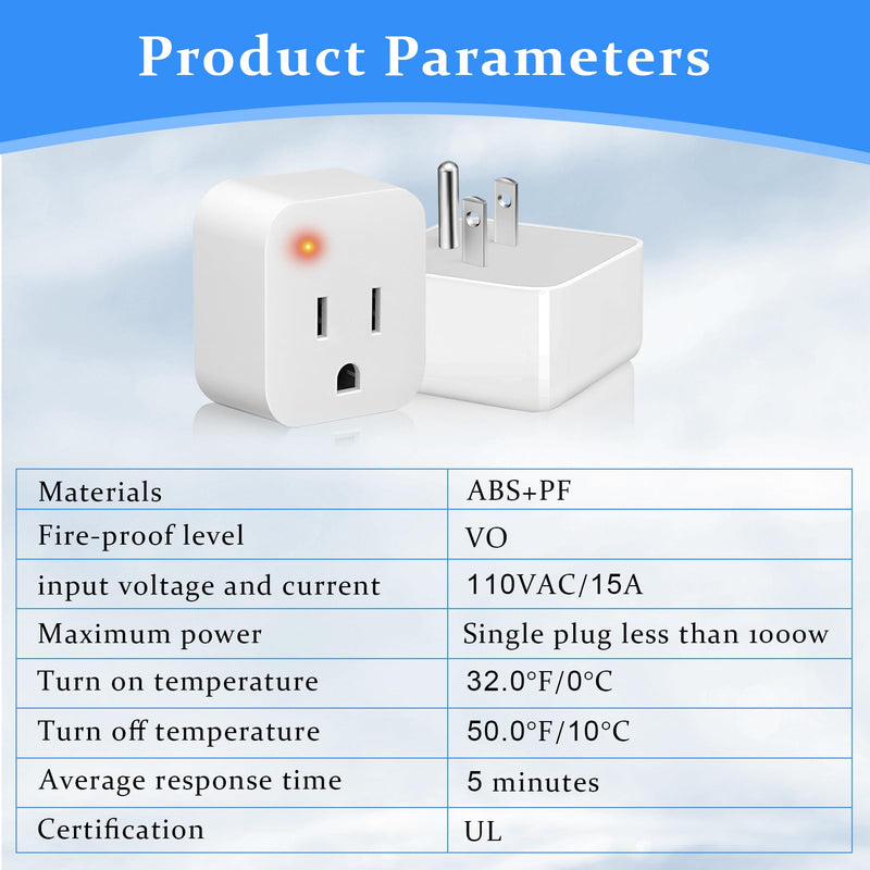 [Australia - AusPower] - 1PCS Thermostatically Controlled Outlet,Temperature Outlet Plug 32°F(0 Degree) Auto On/50°F(10 Degree) Off Cold Weather Thermostat Cube for Pond De-icers,Deicer Roof Cable,Farm 1 