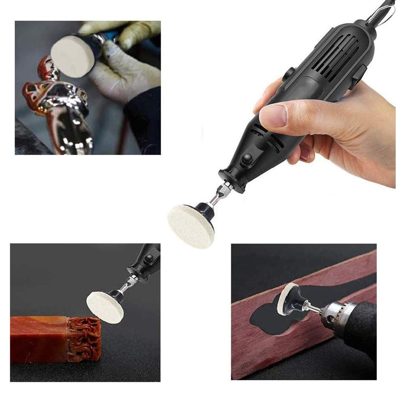 [Australia - AusPower] - 30 Pcs of 2" Commpressed Wool Fabric Qc Disc Polishing Buffing Pads Wheels and 1 Pcs of 2" Disc Pad Holder with 1/4" Shank for Polishing & Buffing Projects 