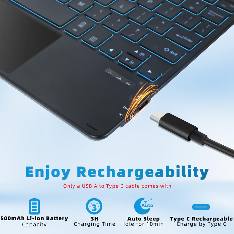 [Australia - AusPower] - Keyboard Case for Surface Go 3 / Surface Go 2 / Surface Go, 7 Color Backlight Magnetic Detachable Bluetooth Keyboard with Trackpad, Rechargeable Keyboard for Surface Go - Black Black Surface Go 3/2/1 Keyboard Case - Backlit 