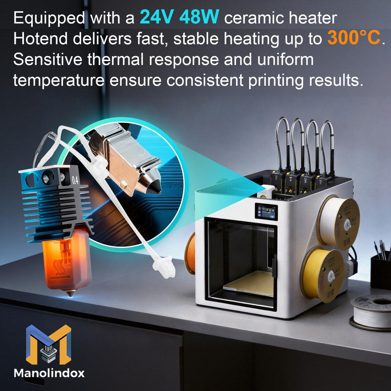 [Australia - AusPower] - 2Pcs 0.4mm U1 Hotend for Snapmaker U1 Hotend 24V 48W Ceramic Heating Block, with Brush and Cleaning Needle Silicone Socks and Kit Tools 