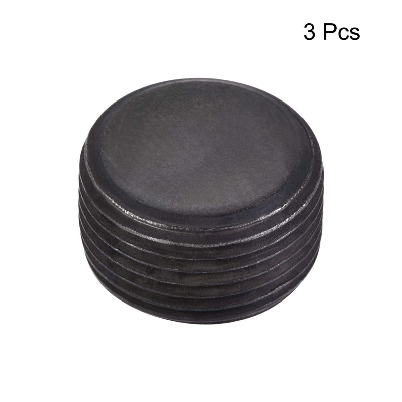 [Australia - AusPower] - uxcell Carbon Steel Internal Hex Thread Socket Pipe Plug, M22x1.5 Male Thread Black Pipe Cap, for Garden Pipe Pneumatic Solenoid Valve, 3Pcs M22 