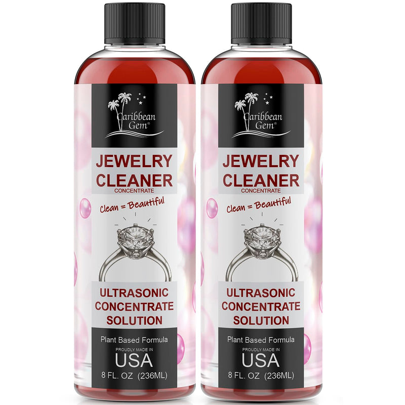 [Australia - AusPower] - Ultrasonic Cleaner Solution Concentrate - Highly Concentrated All Purpose Cleaning Solution for All Ultrasonic Machines - USA Made Plant Based Eyeglass and Jewelry Cleaner, 8oz (2 Pack) 2 Pack 