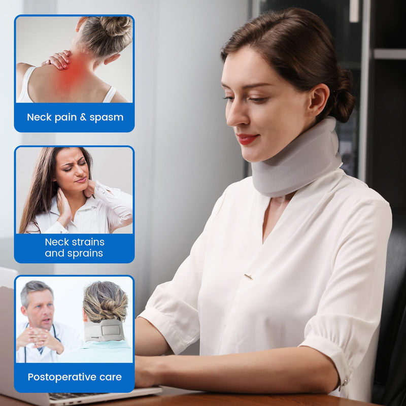 [Australia - AusPower] - Velpeau Neck Brace for Neck Pain and Strong Support, Soft Cervical Collar for Sleeping Upright, Snoozing - Stabilizes & Relieves Pressure in Spine for Women & Men (Grey, M: 13.5-16.5" / 3" Depth) 3 Inch (Pack of 1) 