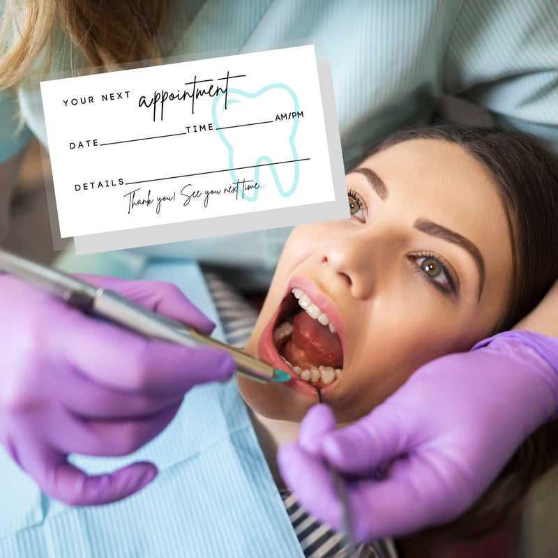 [Australia - AusPower] - Dental Appointment Reminder Cards | 50 pack | Teeth Whitening, Dental Office, Client Reminder, Patients, Pediatric Dentist, Orthodontics, Bulk 2x3.5” Minimalist Teal Tooth 