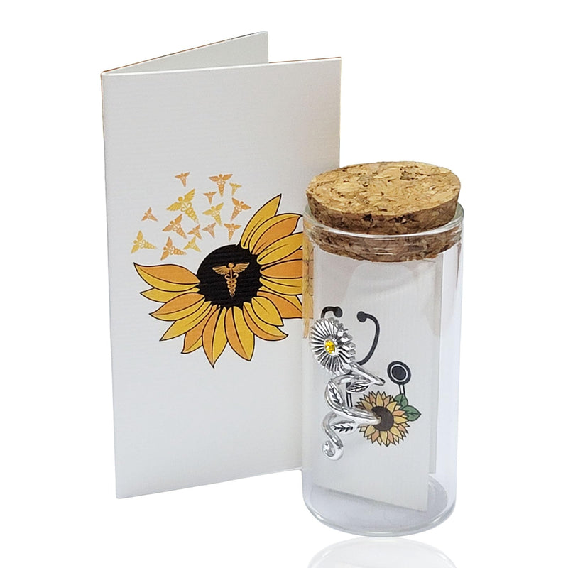 [Australia - AusPower] - QUINNLYN & CO. Sunflower Stethoscope Charm: Radiate Positivity with this Beautiful Medical Accessory, Gift for RN Nurse 