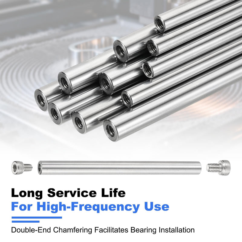 uxcell 2Pcs Linear Motion Rod Shaft Guide, 8 x 600mm/0.31 x 23.62 in Case Hardened Chrome Plated End Hollow Linear Steel Rods with Screws 4mm Inner Hole Dia for 3D Printer, CNC Machine 2
