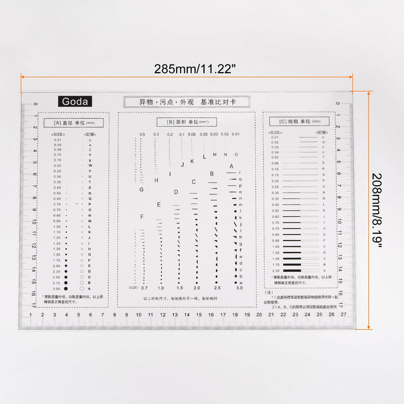 [Australia - AusPower] - HARFINGTON High Precision SEC Size Estimation Chart 27x17cm Covered Transparency Flaw Detection Film Ruler for Diameter Area and Line Width Defects Measuring 