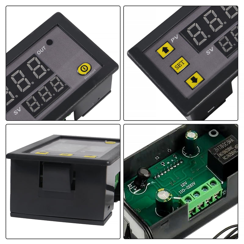 [Australia - AusPower] - 2pcs Digital Temperature Controller W3230 Digital LED Thermostat Switch with Waterproof Probe DC 12V Programmable Heating Cooling Electronic Thermostat Control -50℃ to 120℃ 