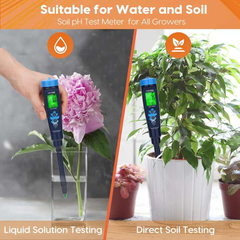 [Australia - AusPower] - YINMIK Soil pH Meter with 16.9Fl oz 4.00 & 7.00 pH Calibartion Solution Kits 