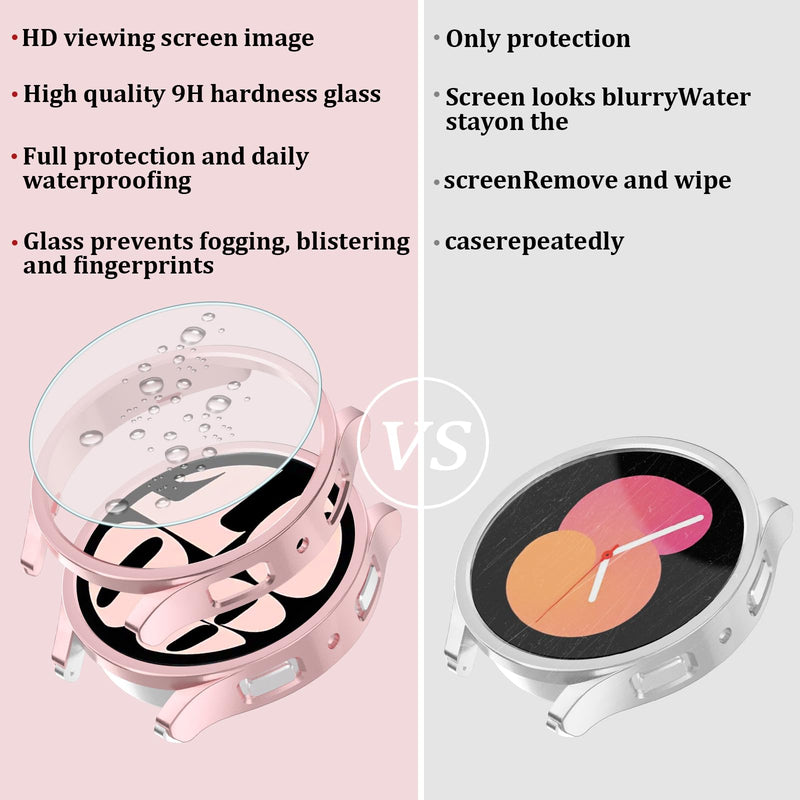 [Australia - AusPower] - [6+6Pack] for Samsung Galaxy Watch 6 Screen Protector Case 40mm, Anti-Fog Tempered Glass and Waterproof Hard PC Protective Bumper Cover Compatible with Galaxy Watch6 40mm Black/Clear/Ocean Green/Starlight/Pink/Purple Glaxy Watch 6 40mm 
