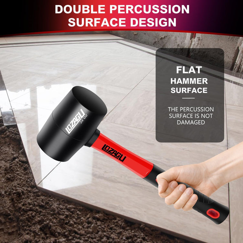[Australia - AusPower] - 8oz Rubber Mallet Hammer, Fiberglass Handle, Rubber Mallet for Flooring, Tent Stakes, Woodworking, Camping, Soft Blow Tasks without Damage Rubber Mallet Hammer (8oz) 