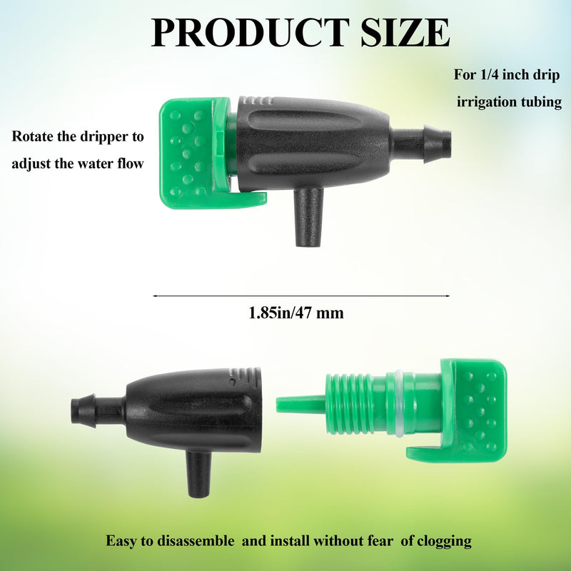 [Australia - AusPower] - 50 Pcs Adjustable Water Flow Irrigation Dripper, 360 Degree Rotatable Drip Emitters Irrigation System Drippers for 1/4 Inch Tubing Watering Dripper for Garden Lawn Plants Succulents Flower Irrigation 50PCS Dripper 
