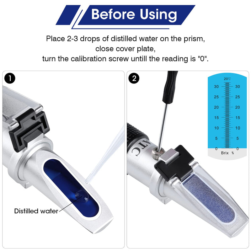 [Australia - AusPower] - Brix Meter Refractometer 0~32%, LEERCHUANG Handheld Brix Refractometer Sugar Content Test, High Accurate Brix Measurement with ATC for Fruit Beverages & Juice Brix: 0~32% 