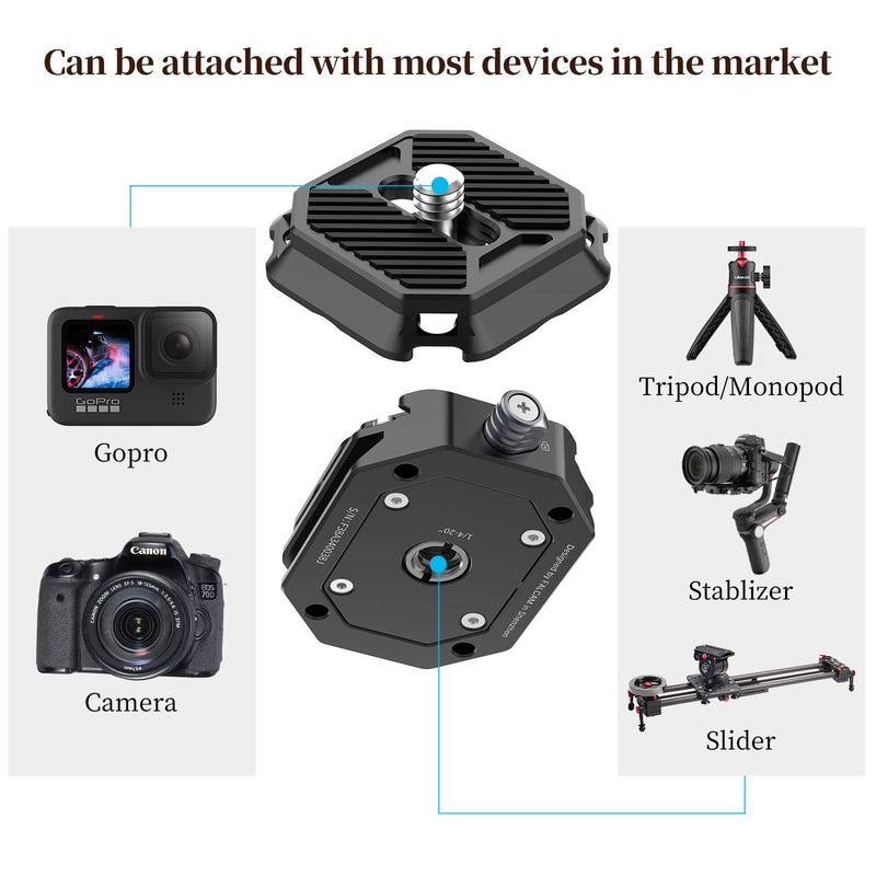 [Australia - AusPower] - ULANZI F38 Camera Quick Release Plate w 1/4" to 3/8" Screw Thread, Quick Release System QR Plate Camera Tripod Mount Adapter for Sony Canon Monopod DSLR Stabilizer Slider DJI Switch Between Stablizer 