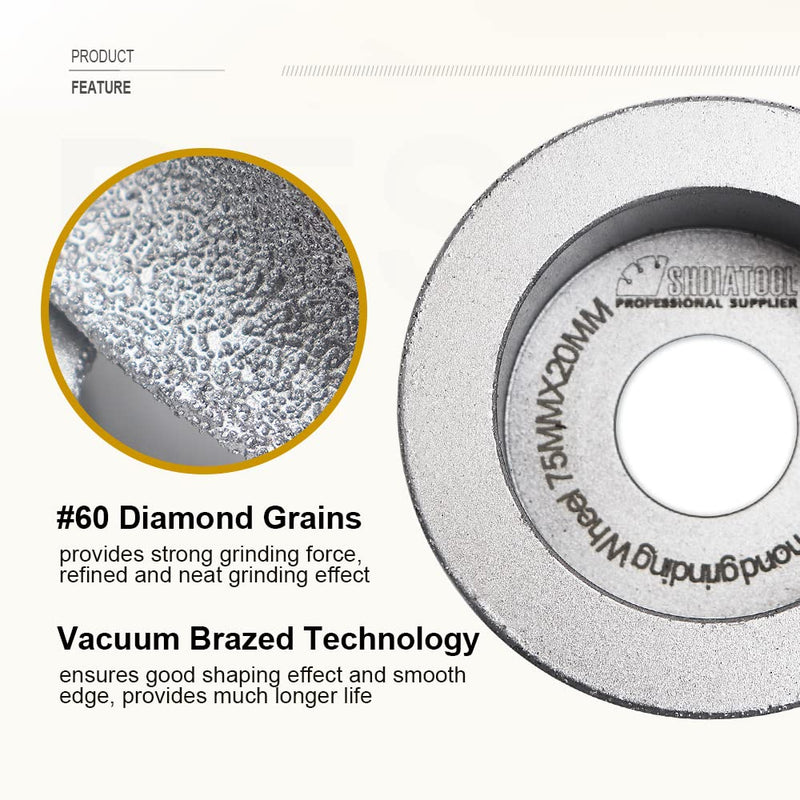 SHDIATOOL Diamond Profile Grinding Wheel 3-3/8 Inch, Height 30mm Half-Round Edge Hand Grinder Disc for Stone Marble Granite Rock Diameter 86mm/Height 30mm 1
