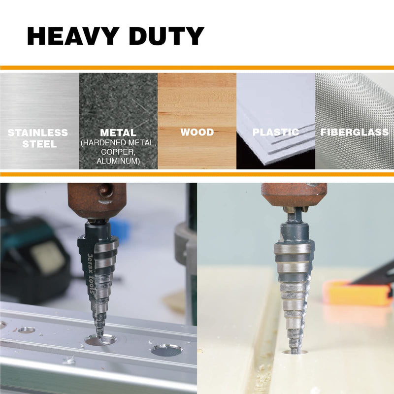 [Australia - AusPower] - M2 HSS Quick Change 3/16" - 7/8" Step Drill Bit Double Fluted Drill bits for Hole Drilling in Stainless Steel, Copper, Aluminum, Wood, Plastic 1 3/16" - 7/8’ 