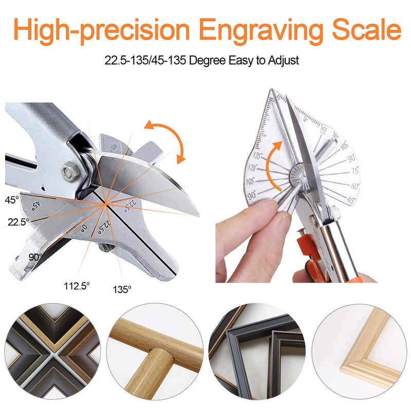 [Australia - AusPower] - Miter Shears 2 Pack,Multifunctional Trunking Shears for Angular Cutting of Moulding and Trim,Quarter Round Cutting Tool Adjustable at 22.5 to 135 Degree,Hand Tools for Cutting Wood and Plastic 