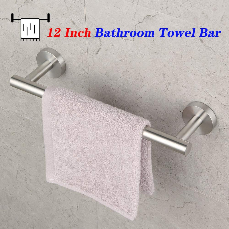 GERZ Contemporary 12-Inch Towel Bar Bath Hand Towel Holder Brushed Stainless Steel Wall Mounted Bathroom Organizer Brushed AG1101C30.5-LS 12 Inch (Pack of 1)