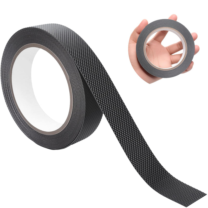 Rubber Grip Tape - 1 Inch x 16.4 Feet, Strong Adhesive Grip Tapes for Handles, Non Slip Tape for Drawers, Tools, Cabinet, Shelf & Stairs - Black Rubber Padding Sheet, Protect Surfaces, Prevent Sliding