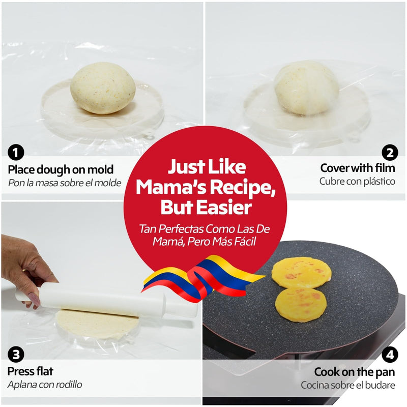 12" Budare for Arepas (Thin) + Molde para Arepas (5.9", 4.3", 3.1") – Plancha para Arepas Colombianas y Venezolanas – Budare para Arepas Venezolanas (Delgado)