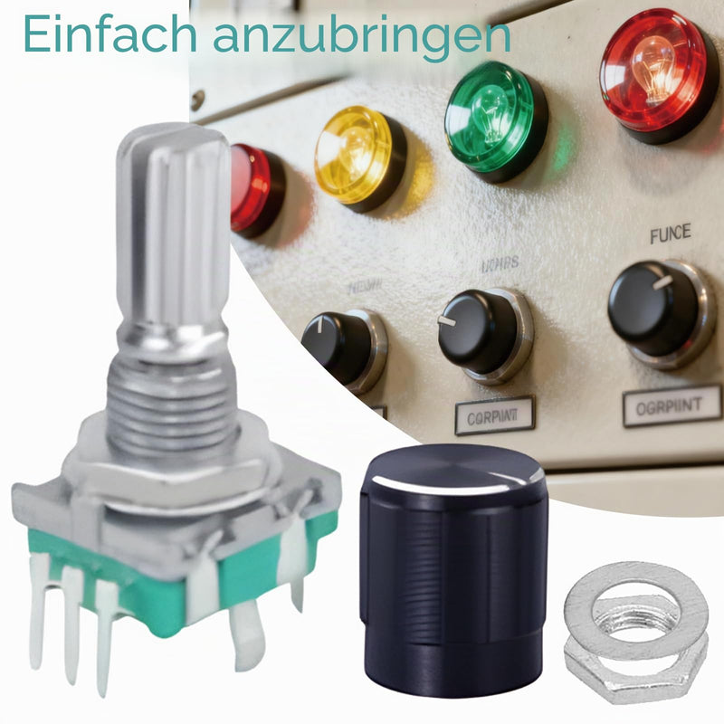 Pack of 5 EC11 Rotary Encoder 360 Degree Digital Potentiometer 5 Pin with Switch and Rotary Knob, Audio Rotary Encoder Module Continuous Rotary Switch for Automotive Electronics Multimedia Audio