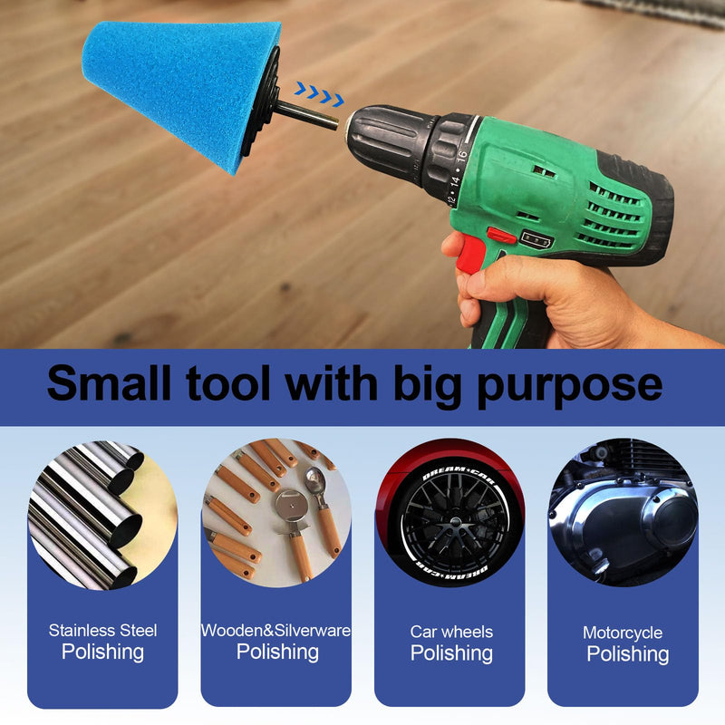 [Australia - AusPower] - Neeki 12-Pcs Polishing and Buffing Kit, Includes 1/4" Shank Drill Buffing Wheels, Polishing Compound, and Sponge Pads for Metal, Wood, Plastic, and More 