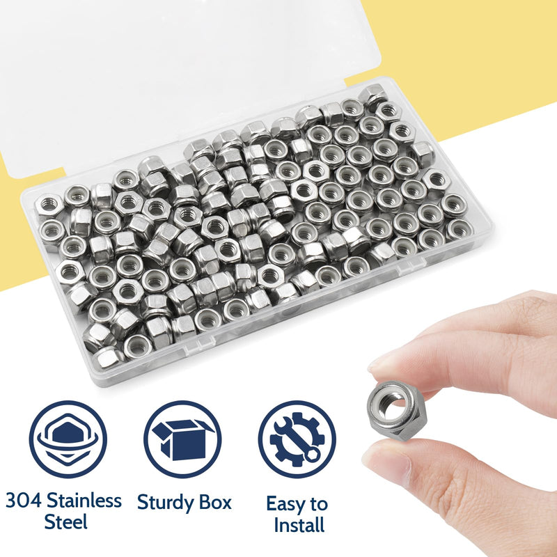 [Australia - AusPower] - 110 Pack 1/4"-20 Inch Lock Nuts,304 (A2-70) Stainless Steel Nylon Insert Locknuts,Standard Inch Thread Nylock Nuts for Bolts 1/4"-20,110 Pack 