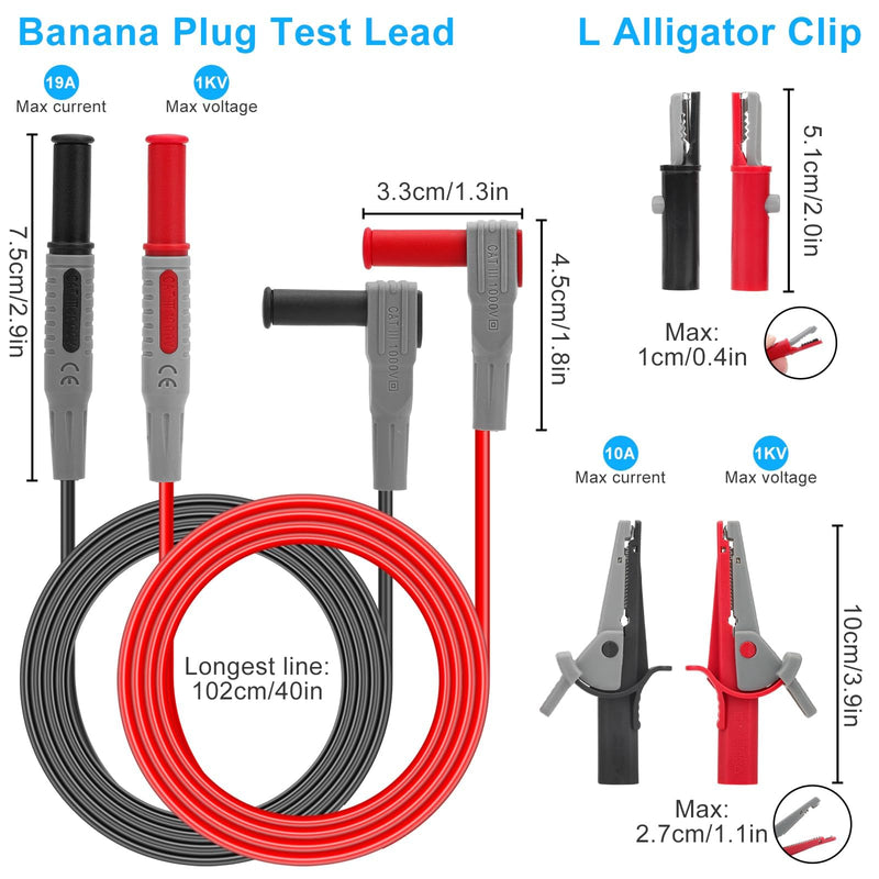 [Australia - AusPower] - SUNJOYCO 26PCS Multimeter Leads, Back Probe Kit, Multimeter Test Leads Kit with Alligator Clips, Replaceable Wire Piercing Probes, Test Hooks, Back Probe Pins for Digital Electrical Testing 