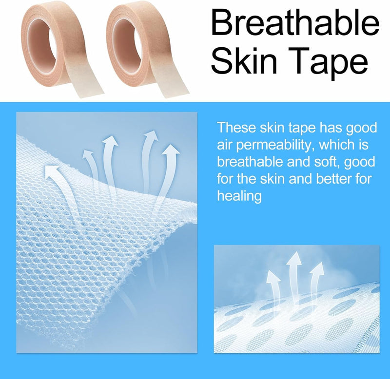 [Australia - AusPower] - 8 Rolls Nose Tape for Rhinoplasty Shaping, Micropore Tape, Paper Tape Medical, Flexible Surgical Bandages, Self Adhesive First Aid Bandages for Wound Injuries Swelling (0.5 in x 10 Yd) Beige 0.5 in x 10 Yd 