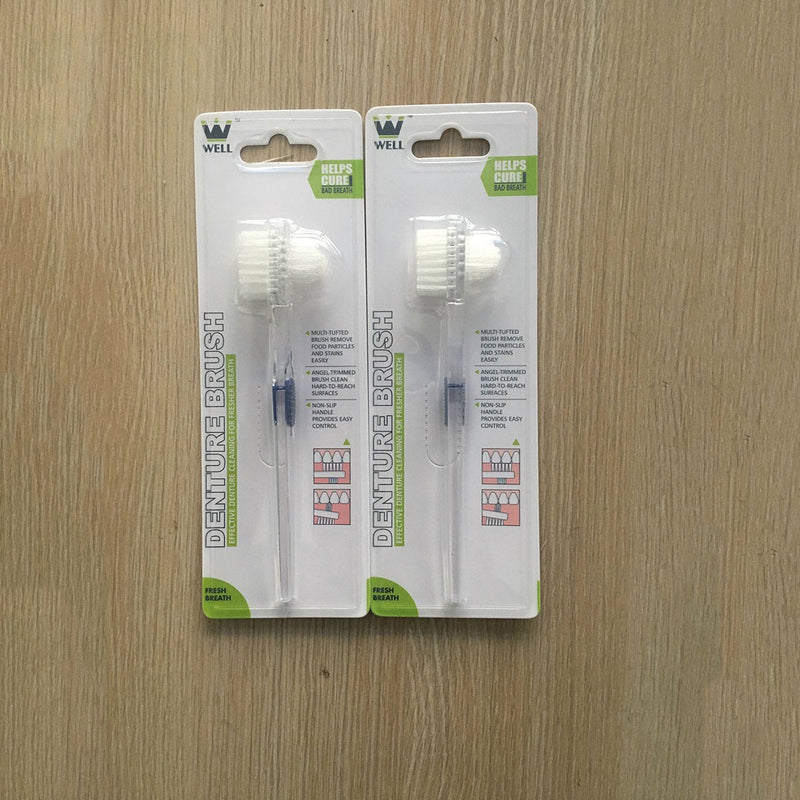 [Australia - AusPower] - ROSENICE Toothbrush for Dentures, One Instrument for Third Teeth Cleaning, Double Sided Toothbrush Pack of 3 