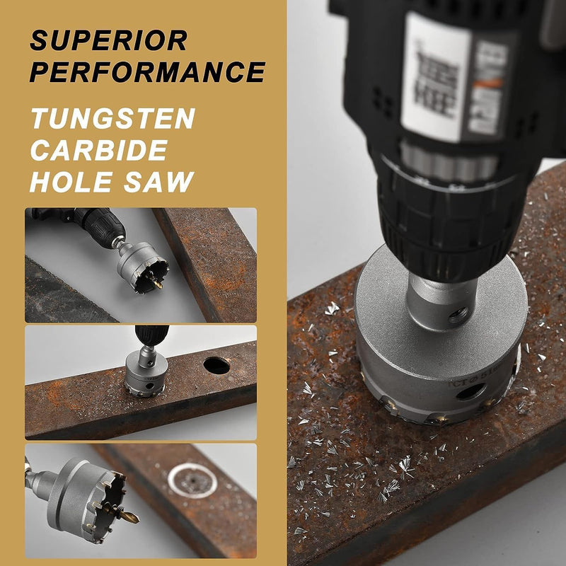 [Australia - AusPower] - 2''(51mm) TCT Hole Saw Kit,Tungsten Carbide Hole Saw Drill Bit with Titanium-Plated Pilot Drill bit for Hard Metal,Alloy,Aluminum,Stainless Steel,Plastic,Iron 2''(51mm) 