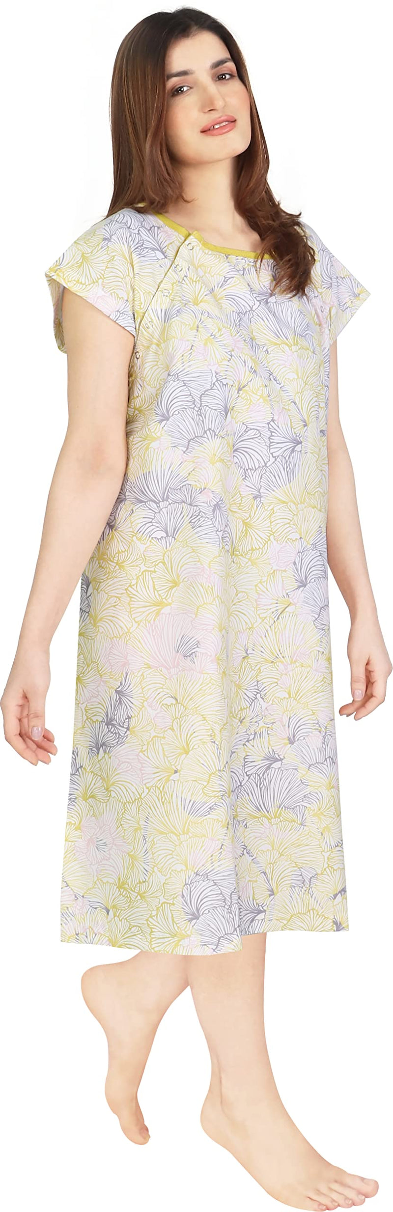 [Australia - AusPower] - NY Threads Women's Hospital Gown Soft and Stylish Patient Gown, Small-Medium, Ginko Yellow 