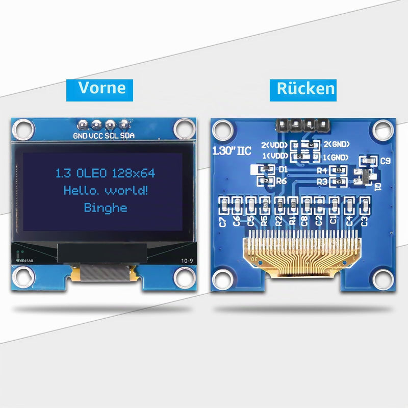 Binghe 3 Pieces 1.3 Inch OLED I2C Display Module 1106 Chip 128 x 64 Pixel Compatible with Arduino/Rasp-Pi